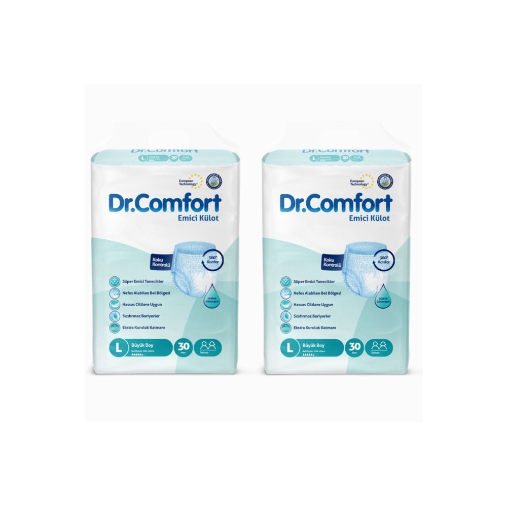 Dr.Comfort Yetişkin Emici Külot Large 30lu 2 Paket 60 Adet Hasta Bezleri ve Temizliği Fiyatı