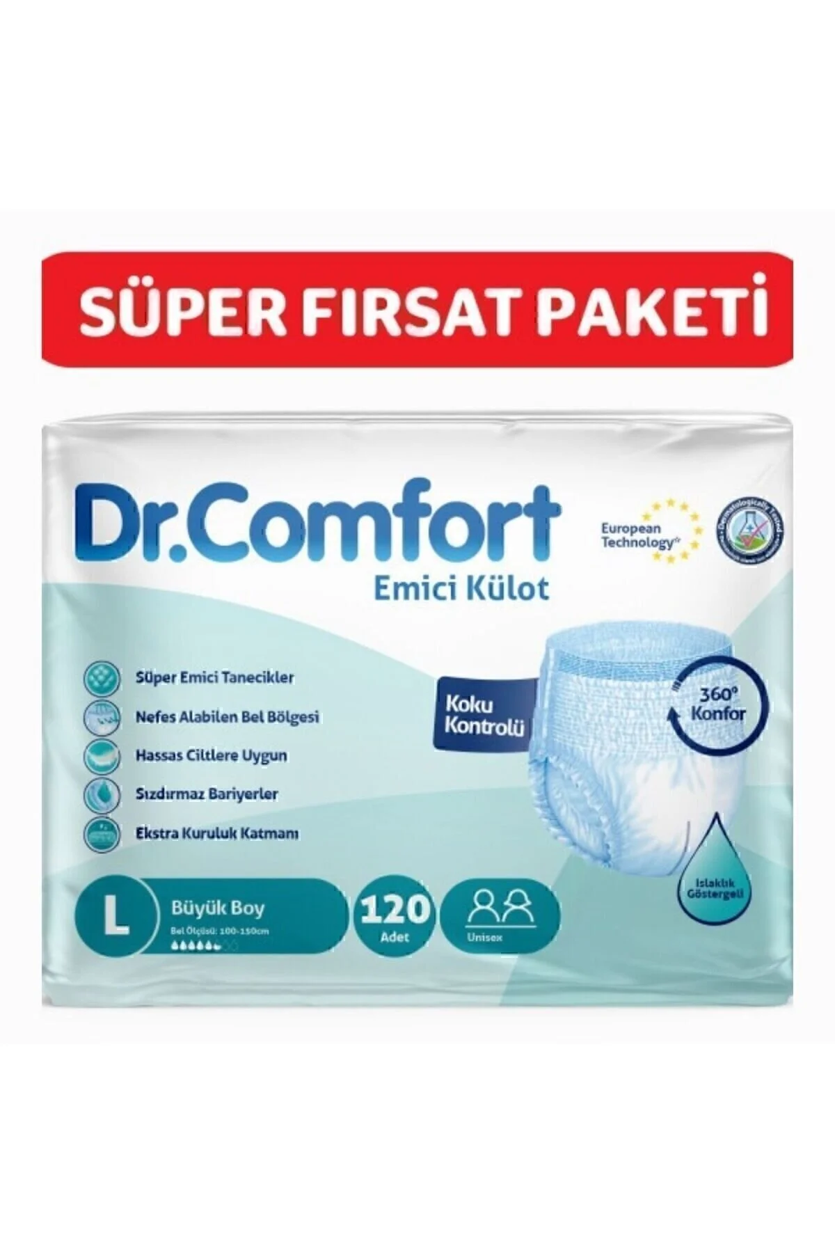 Dr.Comfort Yetişkin Emici Külot Large 30lu 4 Paket 120 Adet L Beden" Hasta Bezleri ve Temizliği Fiyatı