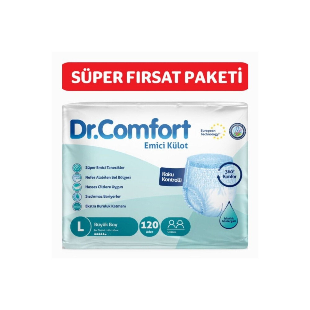 Dr.Comfort Yetişkin Emici Külot Large 30lu 4 Paket 120 Adet L Beden Hasta Bezleri ve Temizliği Fiyatı