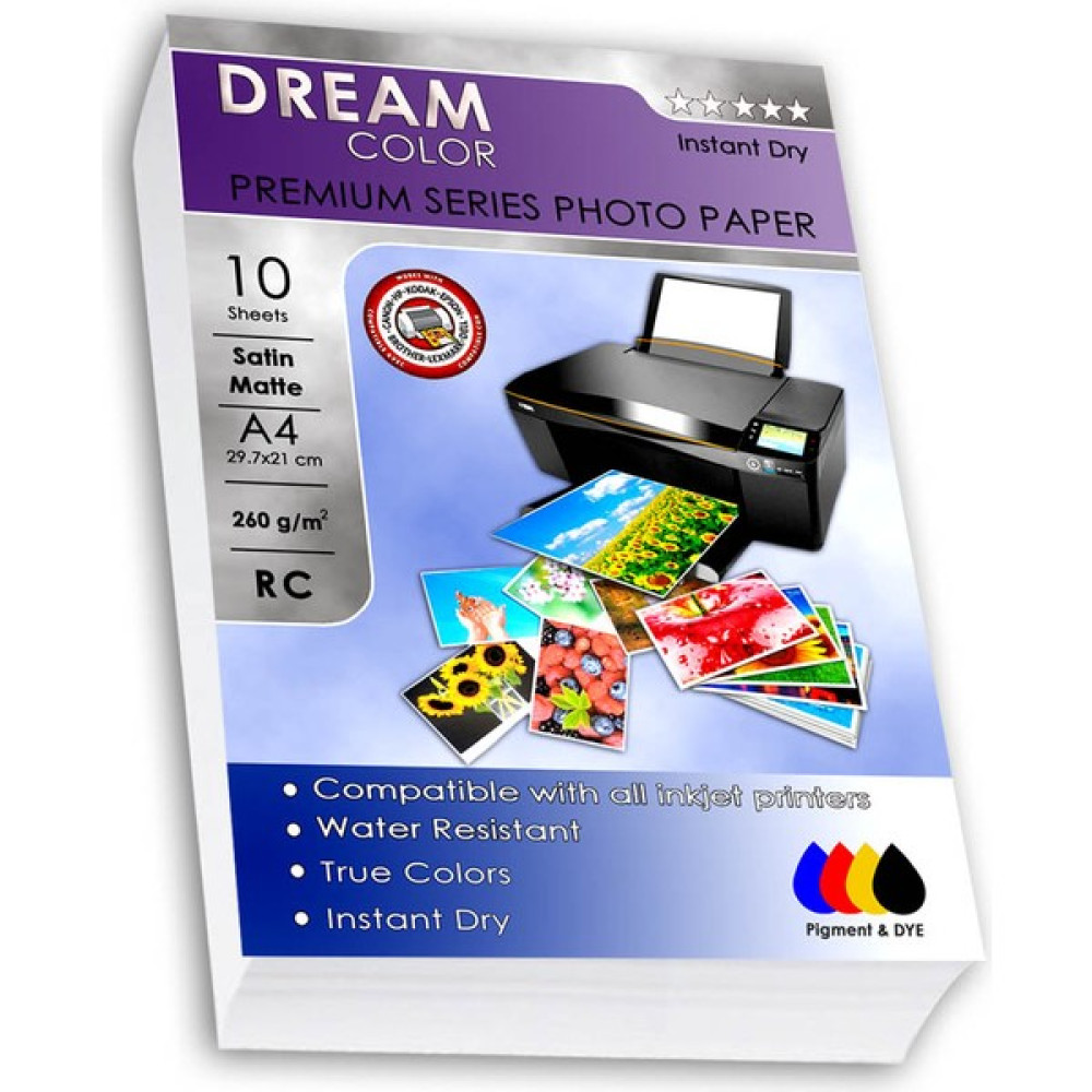 Dream Color Premium Satin Mat Fotoğraf Kağıdı 260 gr A4 10 Yaprak Fotokopi Kağıdı Fiyatı