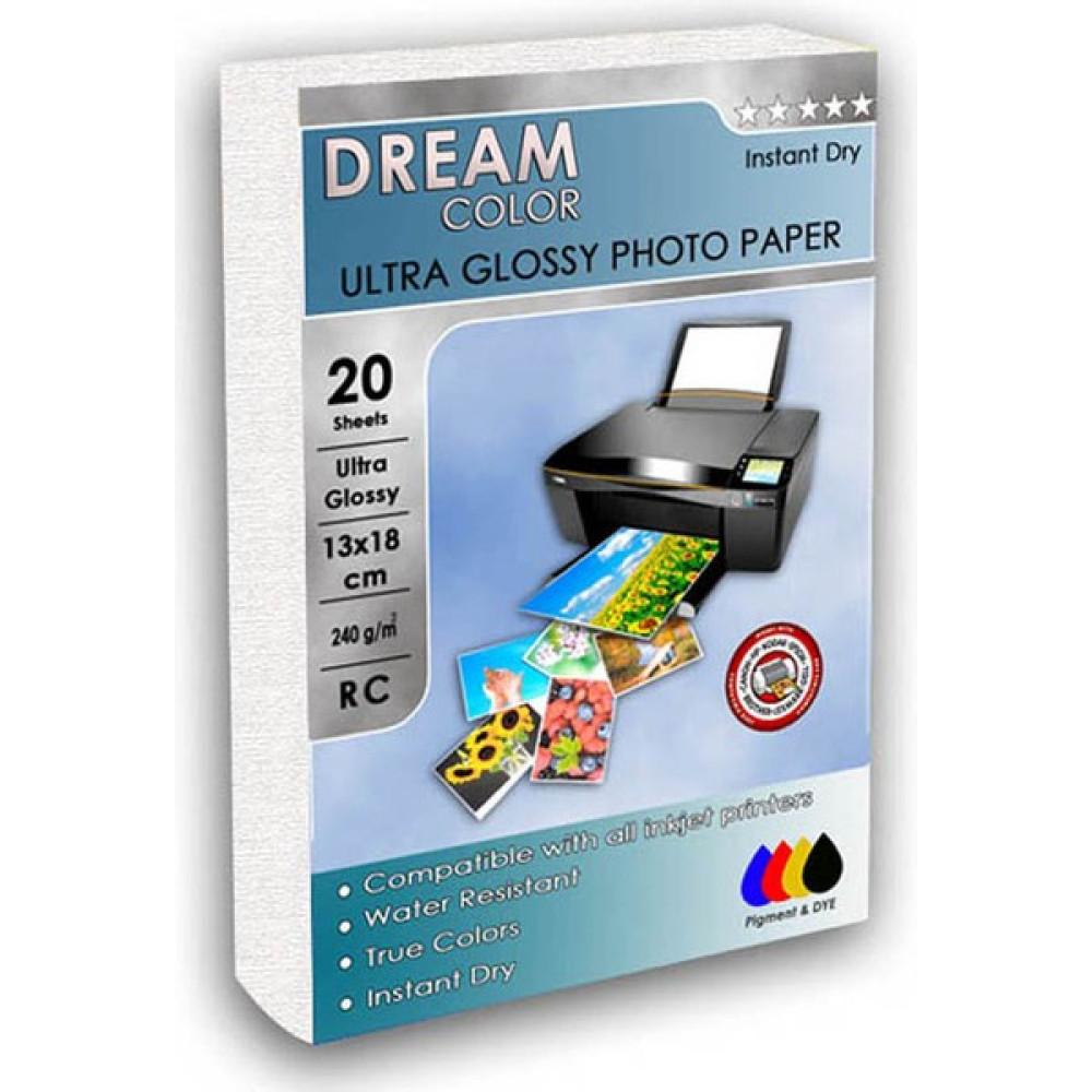 Dream Color Ultra Parlak Fotoğraf Kağıdı 13X18 20 Yaprak 240 gr (Epson, Canon, Hp, Brother) Fotokopi Kağıdı Fiyatı