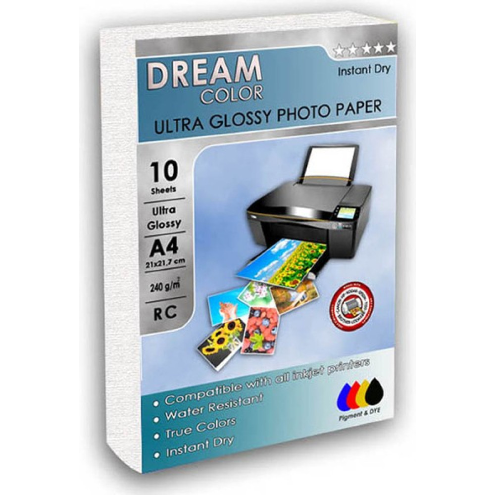 Dream Color Ultra Parlak Fotoğraf Kağıdı A4 (21X30) 10 Yaprak 240 gr (Epson, Canon, Hp, Brother) Fotokopi Kağıdı Fiyatı