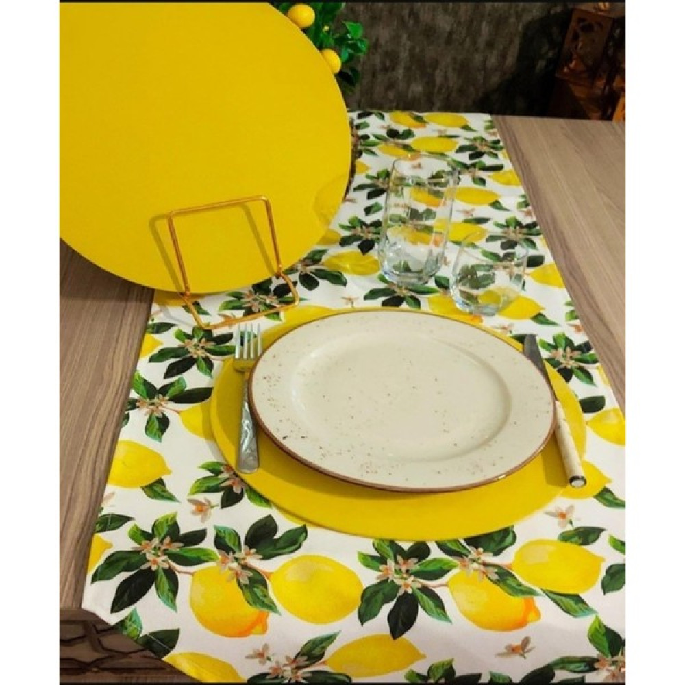 Dream Home Aslıdreamhome Amerikan&servis Runner, Limon Desen Runner ve 6'li Supla Mdf Takim - 38 x 45 cm - 10 x 14 cm Masa Örtüsü Fiyatı