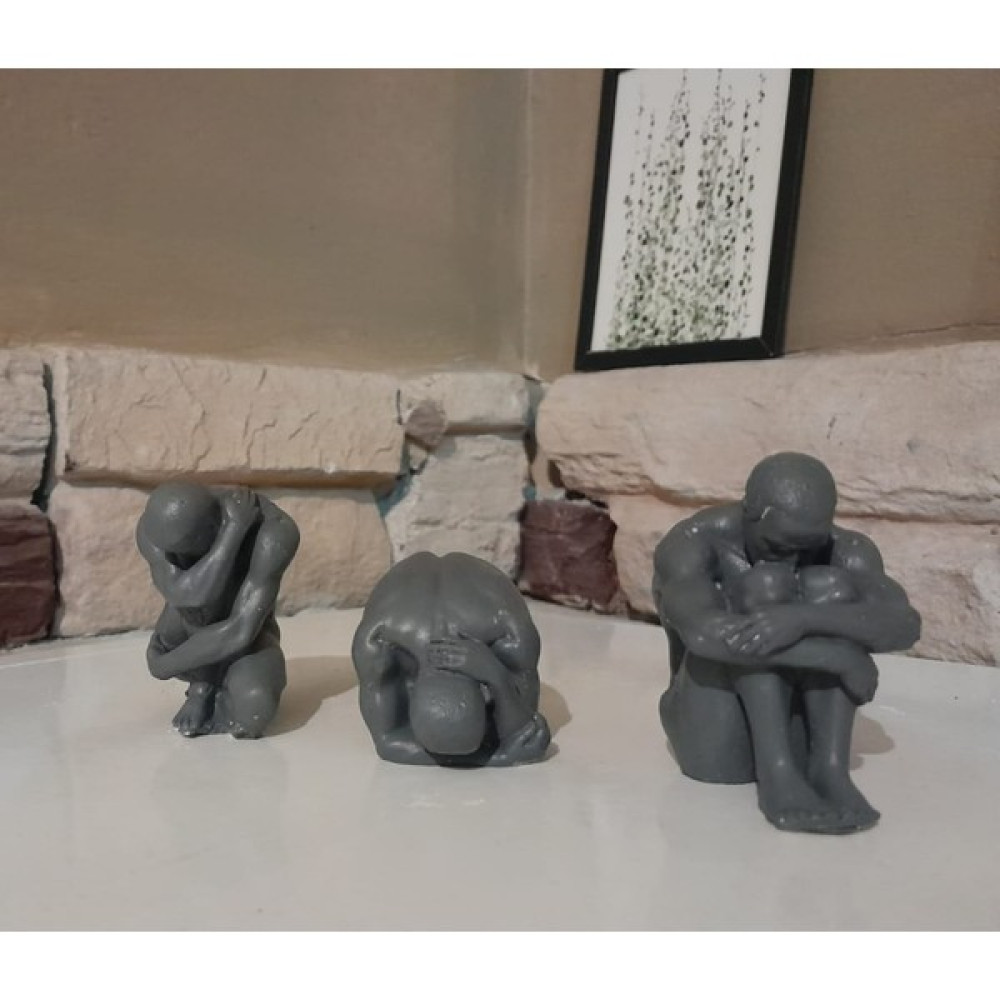 Dream Home Decor Düşünen Adamlar 3'lü Set - Gri Biblo Fiyatı