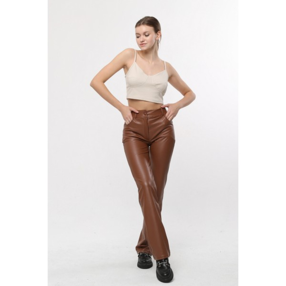 Dream Vogue Kadın Wide Leg Kalıp Bol Paça Suni Deri Içi Şardonlu Yüksek Bel Pantolon Kadın Pantolon Fiyatı