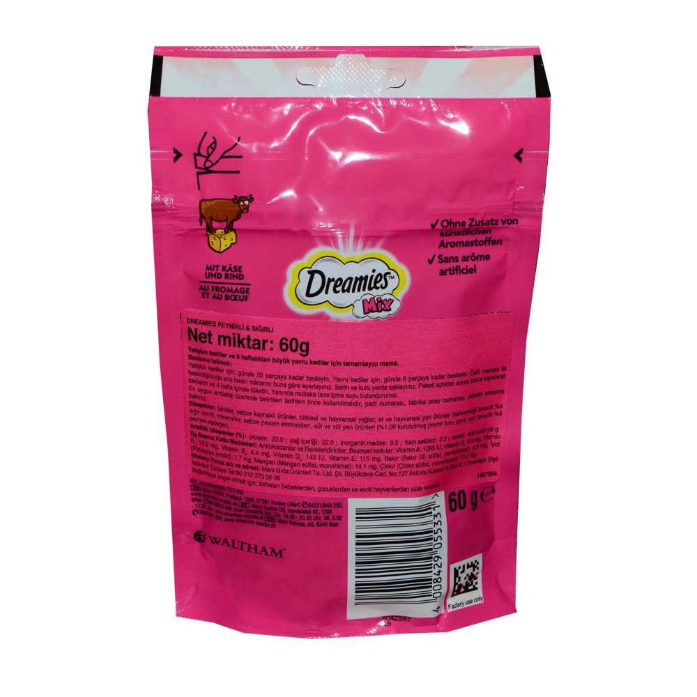 Dreamies Kedi Ödül Maması 60 gr Peynirli & Sığırlı