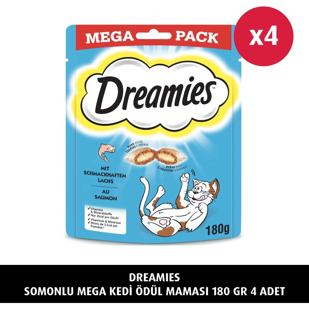 Dreamies Somonlu Kedi Ödül Maması 180 gr 4 Adet Yetişkin ve Yavru Kedilere Uygun Besleyici Evcil Hayvan Ürünleri Fiyatı