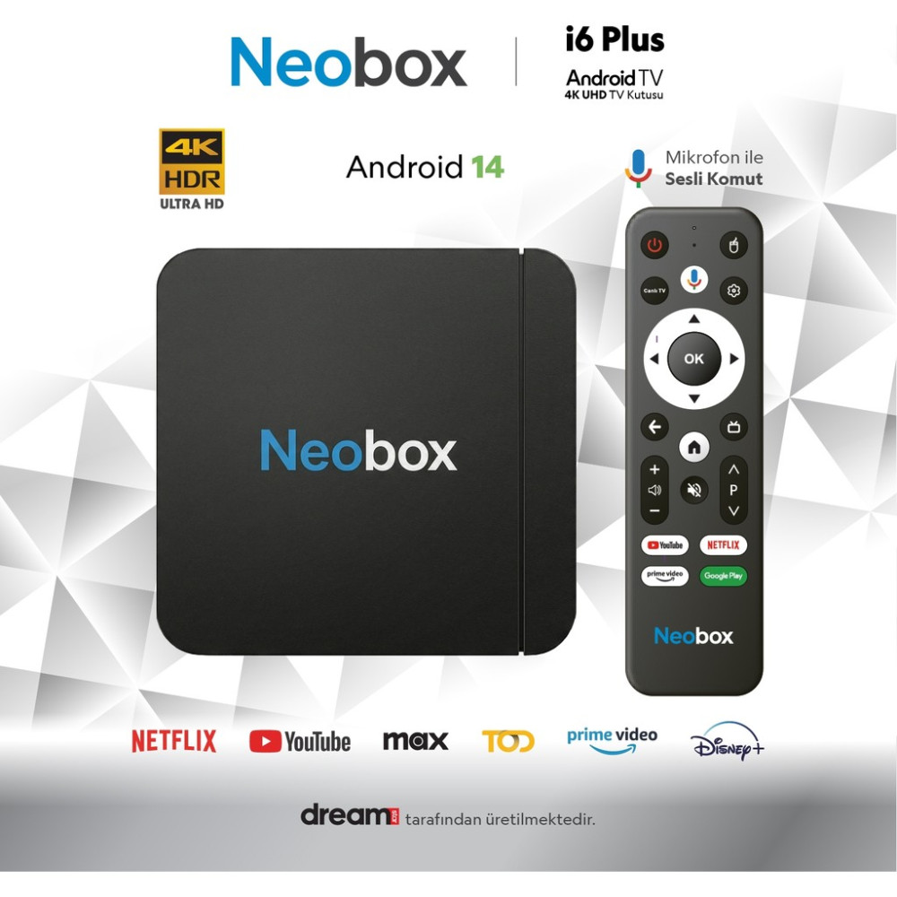 Dreamstar Neobox I6 Plus | 4 GB Ram | 64 GB Hafıza | Android 14 | Sesli Komut Desteği | Wifi 6 RAM Bellekler Fiyatı