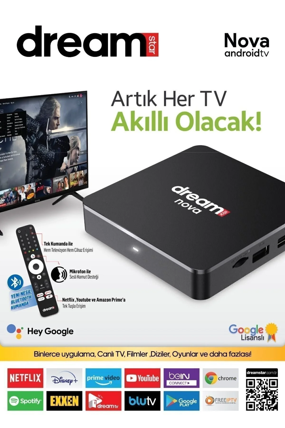 Dreamstar Nova 4k Android 12 Tv - Lisanslı Android 32gb Hafıza" Medya Oynatıcı / Player Fiyatı