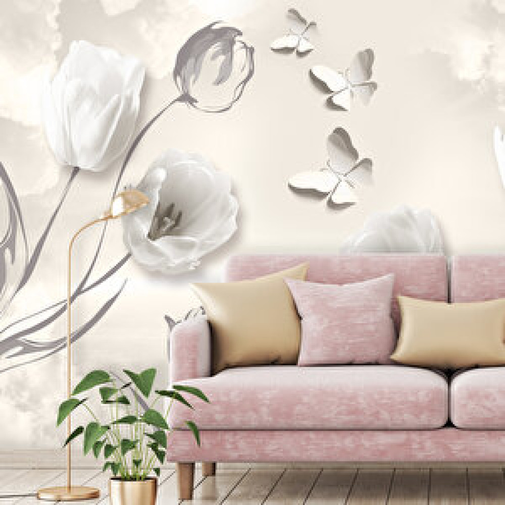 Dreamwall Lale Desenli Isı Ve Ses Yalıtımlı Sağlık Dostu Kumaş Poster Duvar Kağıdı 350x250 cm Duvar Kağıdı Fiyatı