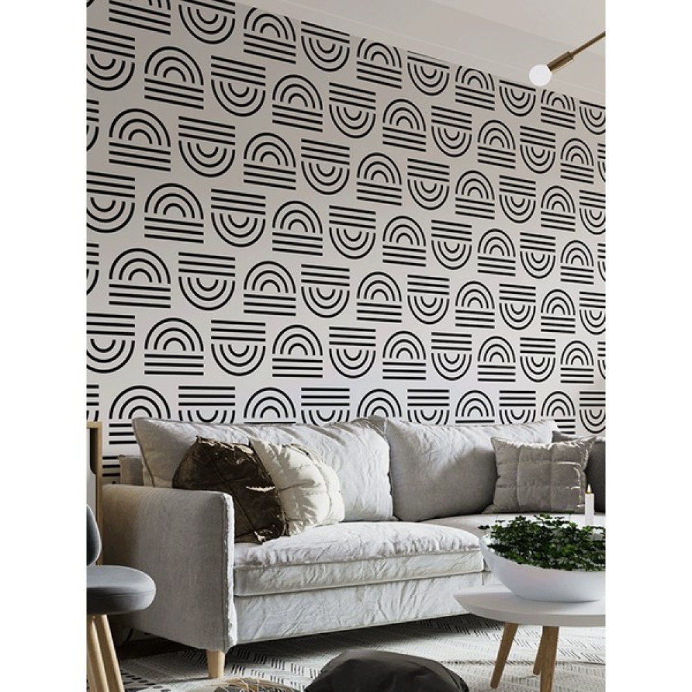 Dreamwall Siyah Beyaz Geometrik Desenli Isı ve Ses Yalıtımlı Sağlıklı Tekstil Duvar Kağıdı - 70 x 250 Poster Fiyatı