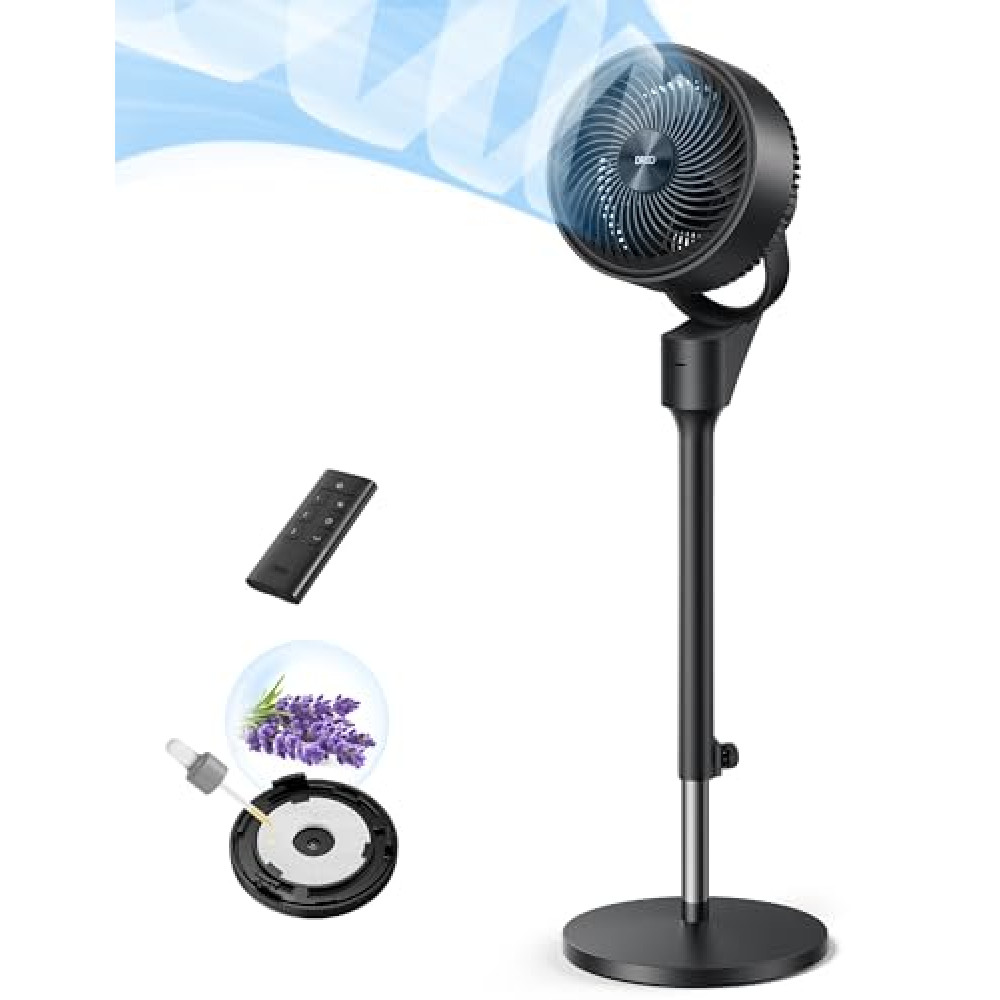 Dreo Fan for Bedroom, 80° Oscillating Standing Fan, 25dB Quiet, 80ft Pedestal Fans for Home Office, 90° Manual Vertical, 3 Speeds, Remote, 34-41" Adjustable Height, Air Circulator Ventilation Fan Fiyatı