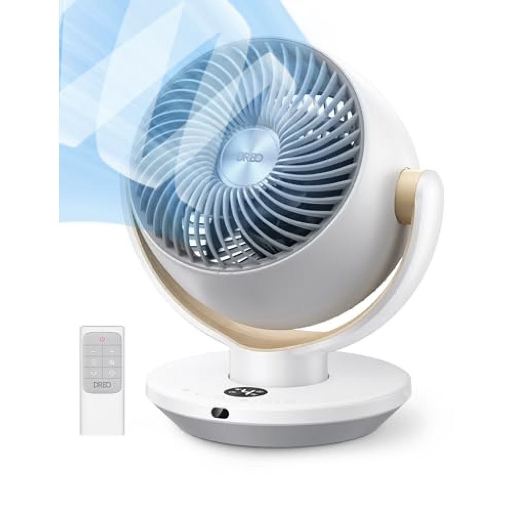 Dreo Fan for Bedroom, Desk Air Circulator Fans with Remote, 11 Inch Table Fan for Whole Room, 60ft Powerful Airflow, 120° Vertical Manual and 90° Oscillating, 4 Speeds, 8H Timer, 28dB Quiet, Home