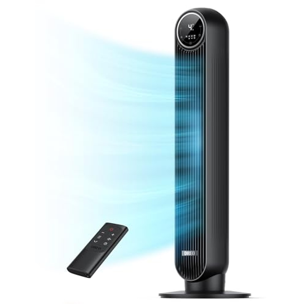 Dreo Tower Fan for Bedroom, 25ft/s Velocity 28dB Quiet Floor Fan, 90° Oscillating Fans for Indoors with 4 Speeds, 4 Modes, 8H Timer, Bladeless Standing Fan, Black, Nomad One (DR-HTF007) Ventilation Fan Fiyatı