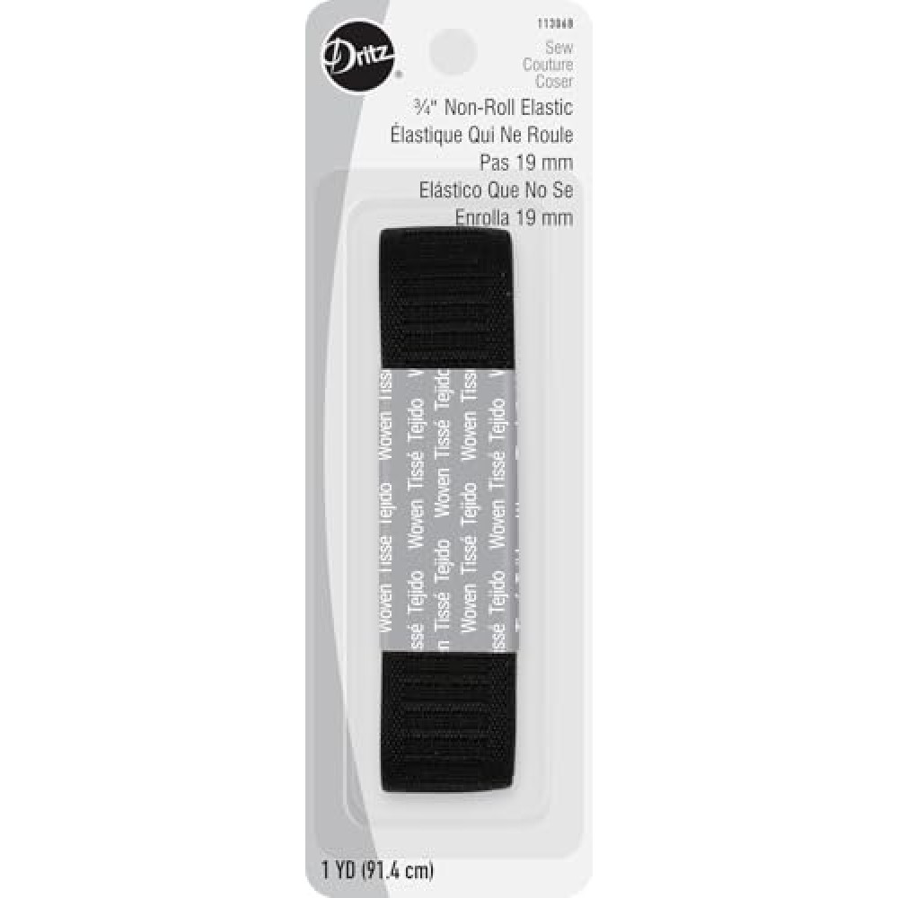Dritz Non-Roll Woven, 3/4-Inch by 1-Yard, Black Elastic