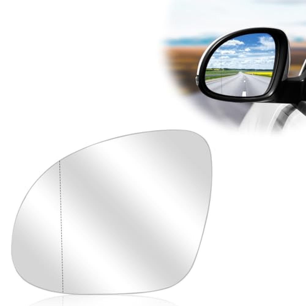 Driver Left Side Heated Mirror Glass Replacement for VW 2009-2017 TIGUAN Convex Side Mirror Glass With Rear Holder