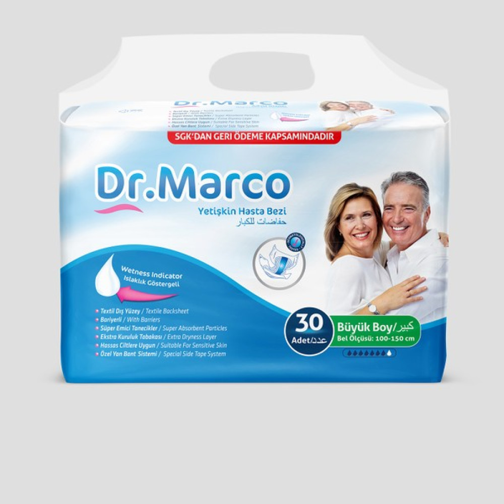 Dr.marco Dr Marco Yetişkin Hasta Bezi Large Büyük Beden - L - Beyaz Hasta Bezleri ve Temizliği Fiyatı