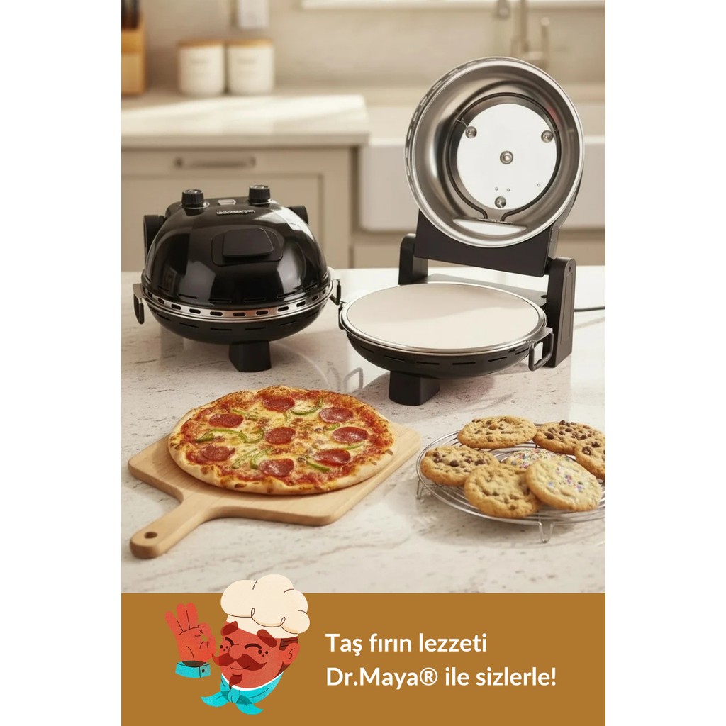 Dr.Maya® | Pro Plus Taş Fırın Pizza Makinesi - Siyah Diğer Fiyatı