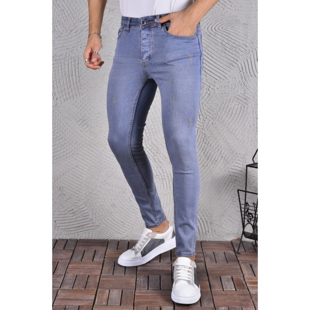 Drontin Erkek Jeans Skinny Fit Likralı Açık Mavi Dar Paça Tırnaklı Kot Pantolon Erkek Jeans / Kot Pantolon Fiyatı