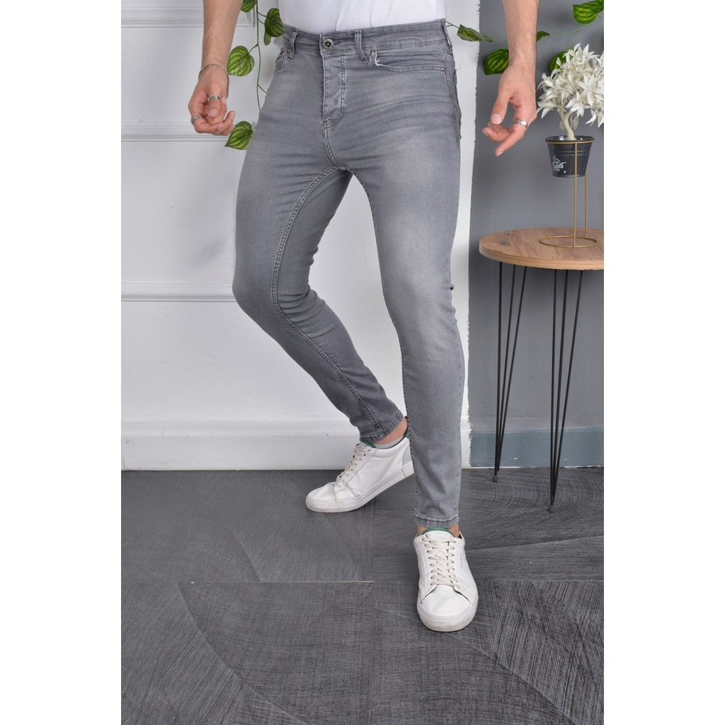 Drontin Erkek Jeans Skinny Fit Likralı Eskitilmiş Görünümlü Gri Dar Paça Kot Pantolon Giyim & İç Giyim Fiyatı