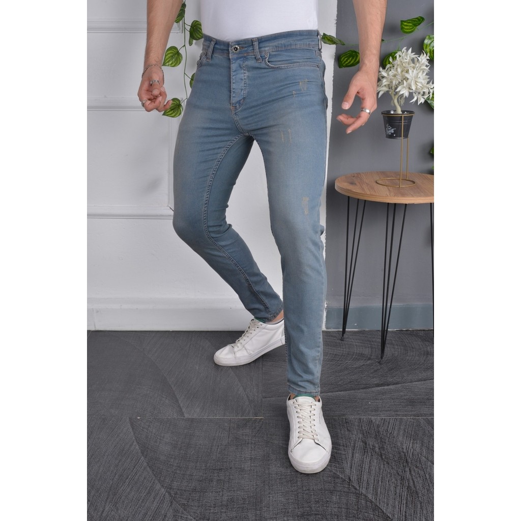 Drontin Erkek Jeans Slim Fit Likralı Mavi Dar Kesim Tırnaklı Kot Pantolon Giyim & İç Giyim Fiyatı