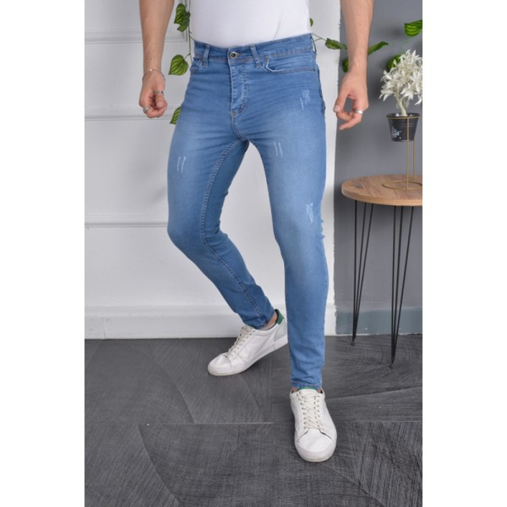 Drontin Erkek Slim Fit Likralı Mavi Dar Paça Tırnaklı Esnek Jean Kot Pantolon Erkek Jeans / Kot Pantolon Fiyatı