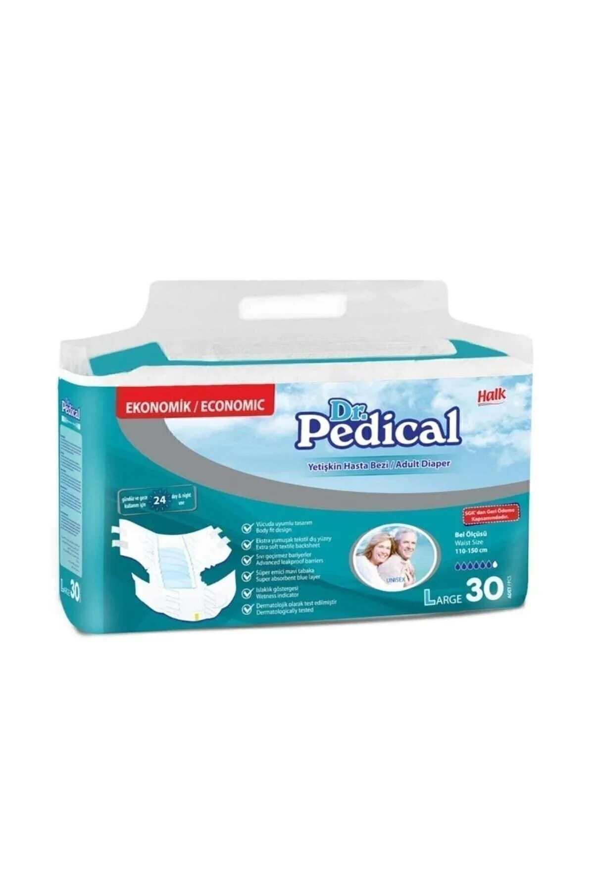 Dr.Pedical Hasta Altı Bezi Tekstil Yüzey Large Bel Bantlı 30 Luk" Hasta Bezleri ve Temizliği Fiyatı