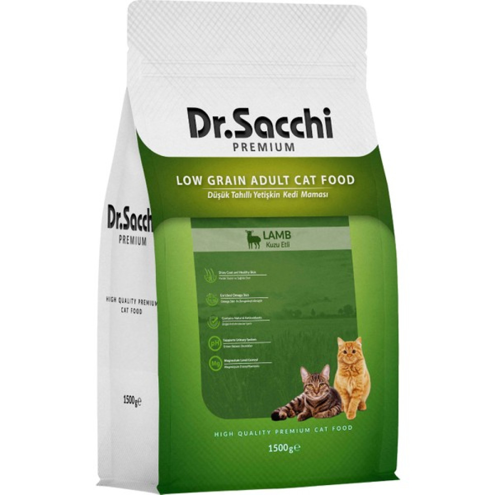 Dr.sacchi Premium Düşük Tahıllı Kuzu Etli Kedi Maması 1,5 kg Evcil Hayvan Ürünleri Fiyatı