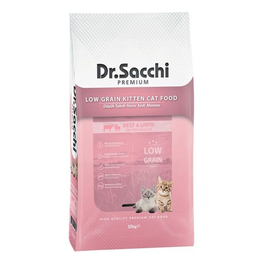 Dr.sacchi Premium Düşük Tahıllı Sığır ve Kuzu Etli Yavru Kedi Maması 10 kg Evcil Hayvan Ürünleri Fiyatı