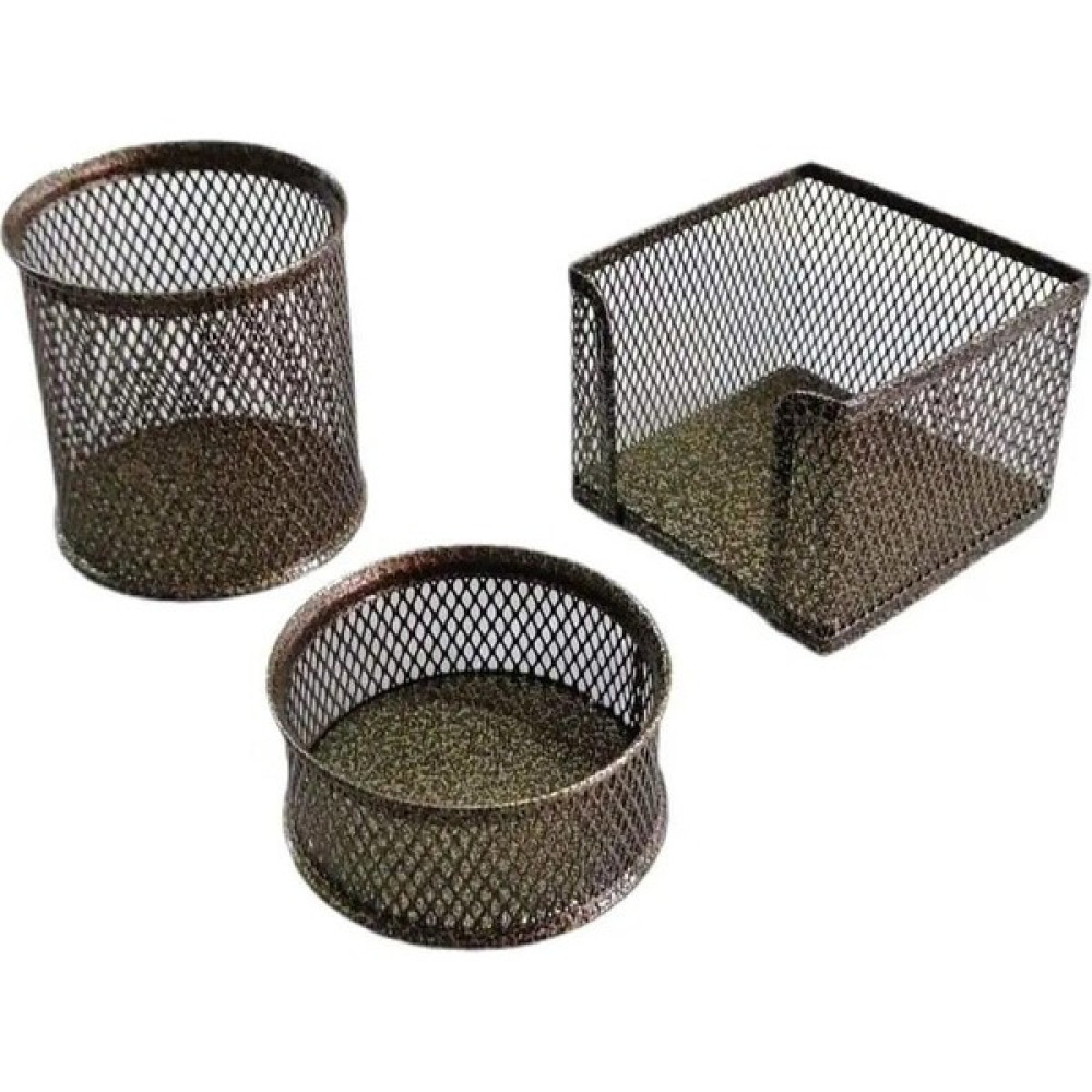 DRT Bakır Metal Perfore 3'lü Masaüstü Seti Kalemlik Fiyatı