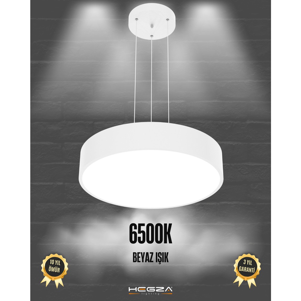 Drum 40CM (Beyaz Kasa, Beyaz Işık) Ledli Modern Sarkıt LED Avize, Salon, Mutfak, Oturma Yatak Odası, Sarkıt - Beyaz Işık Avize Fiyatı