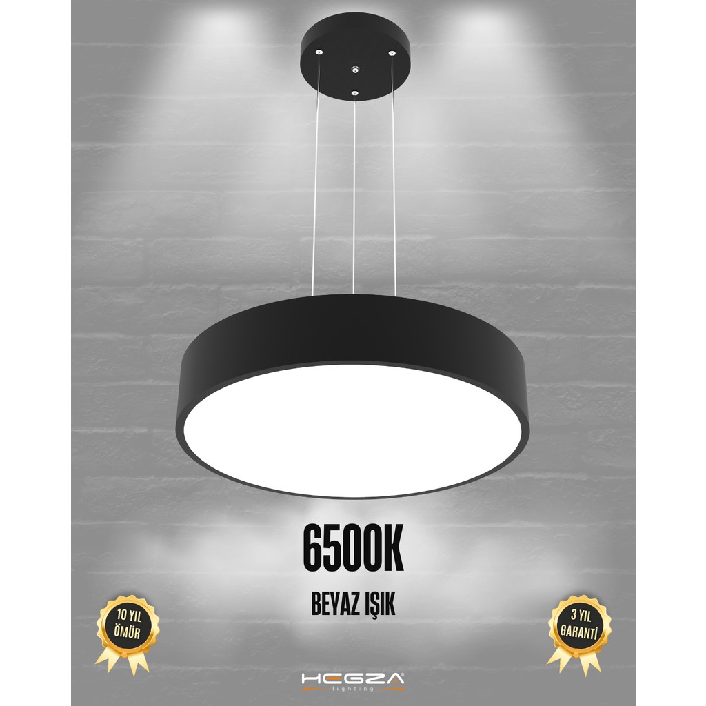 Drum 40CM (Siyah Kasa, Beyaz Işık) Ledli Modern Sarkıt LED Avize, Salon, Mutfak, Oturma Yatak Odası, Sarkıt - Siyah - Beyaz Işık Avize Fiyatı