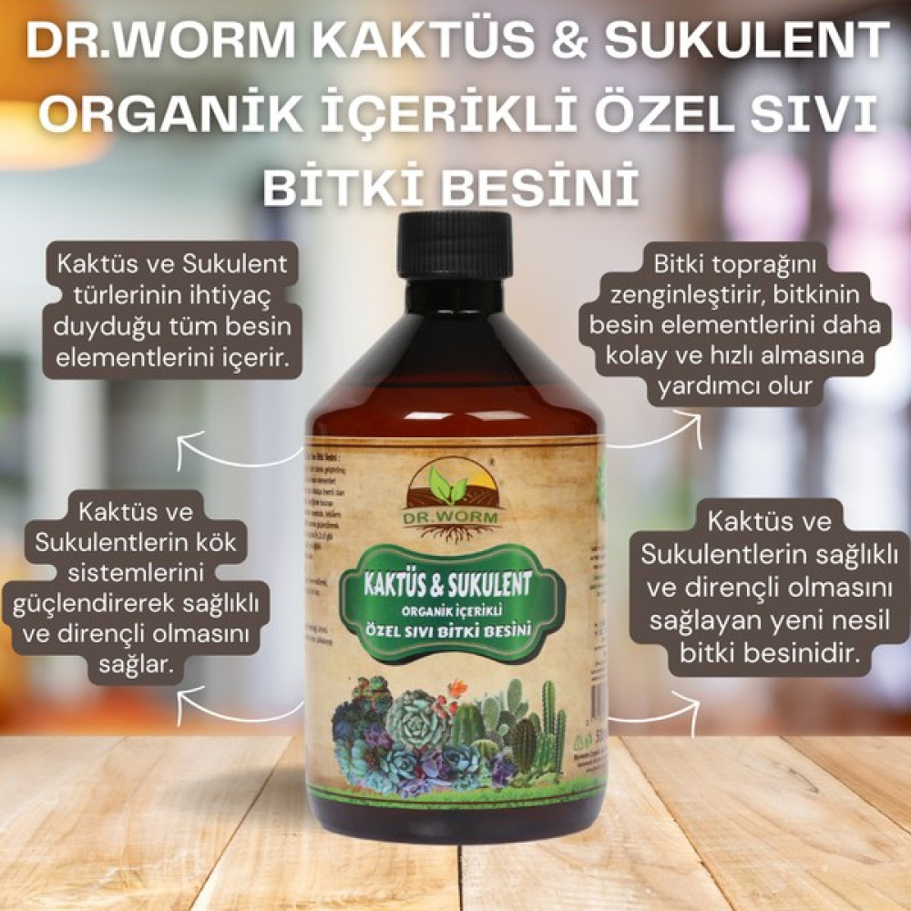 Dr.Worm Kaktüs & Sukulent Organik İçerikli Özel Sıvı Bitki Besini 500 ML Gübre Fiyatı