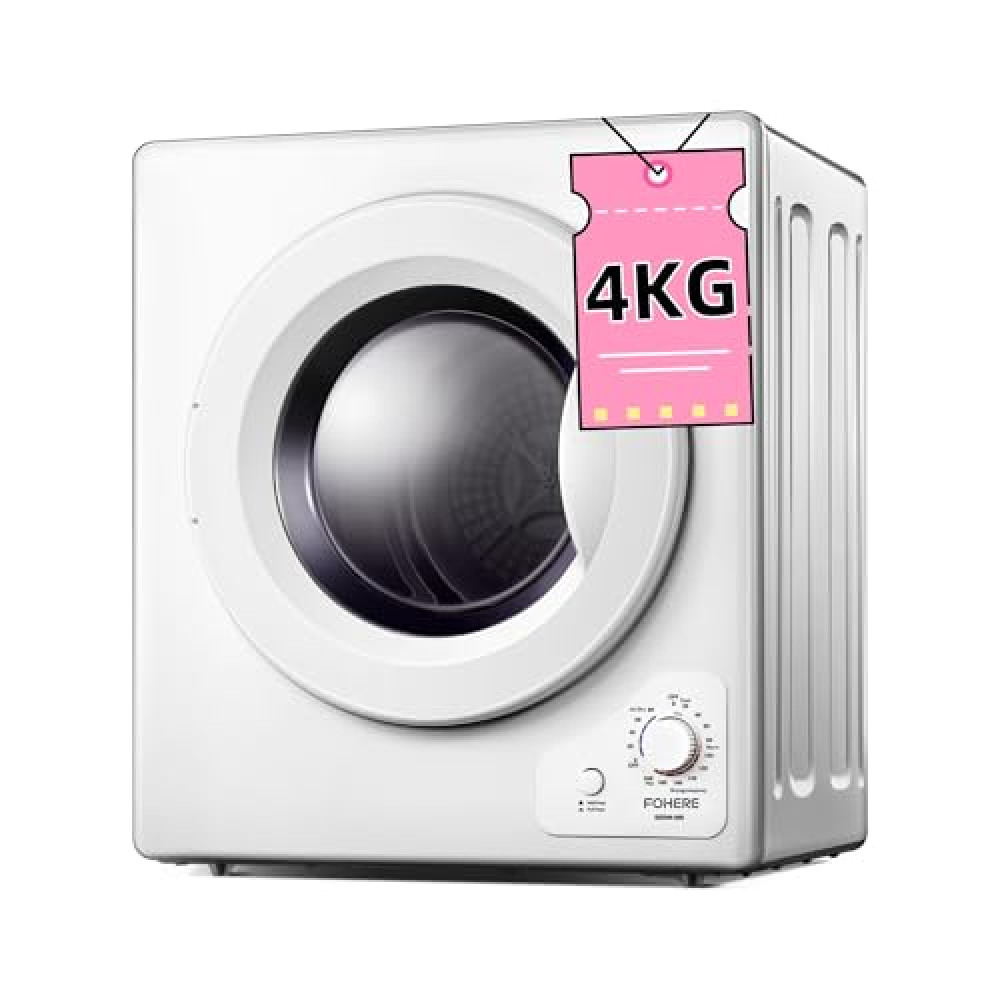 Dryer, 2.9 cu.ft Clothes Dryers, 1400W FOHERE Vented Tumble Dryer with Sensor, 5 Auto Drying Mode, with Exhaust Duct & Stainless Steel Tub, for Apartment, Home, Dorm-110V, White