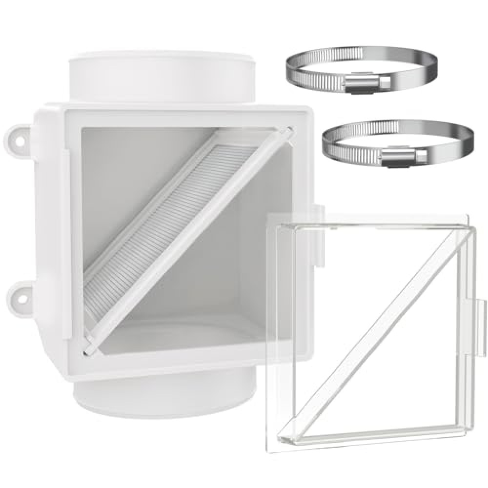 Dryer Lint Trap, Indoor Dryer Vent with Lint Catcher Filter, Dryer Duct Lint Trap with 2 4" Plastic Clamps, Accommodates 4" Transition Ducts, A Good Match for Dryer Booster Fan Beyaz Eşya Aksesuarları Fiyatı