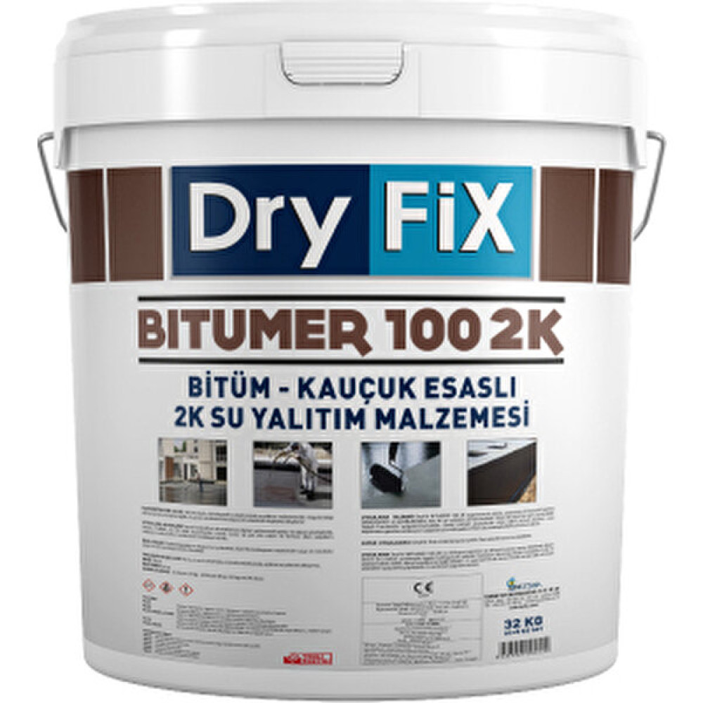 Dryfix Bitümer 100 2k Çift Komponentli Likit Membran 32 kg - Siyah Dış Cephe Yalıtım Malzemeleri Fiyatı