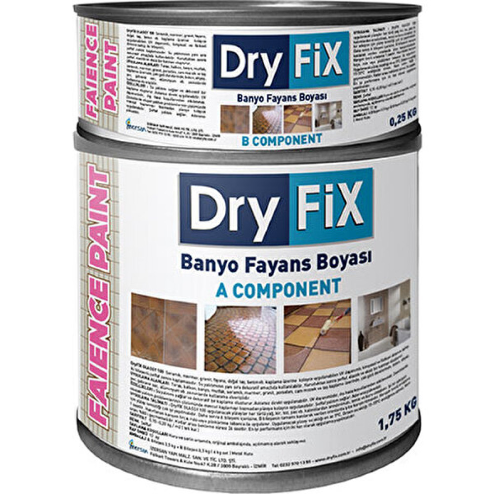 Dryfix Faience Fayans Boyası 2 kg Koyu Gri Fp-03 (A+B Komponent) Boya Malzemeleri Fiyatı