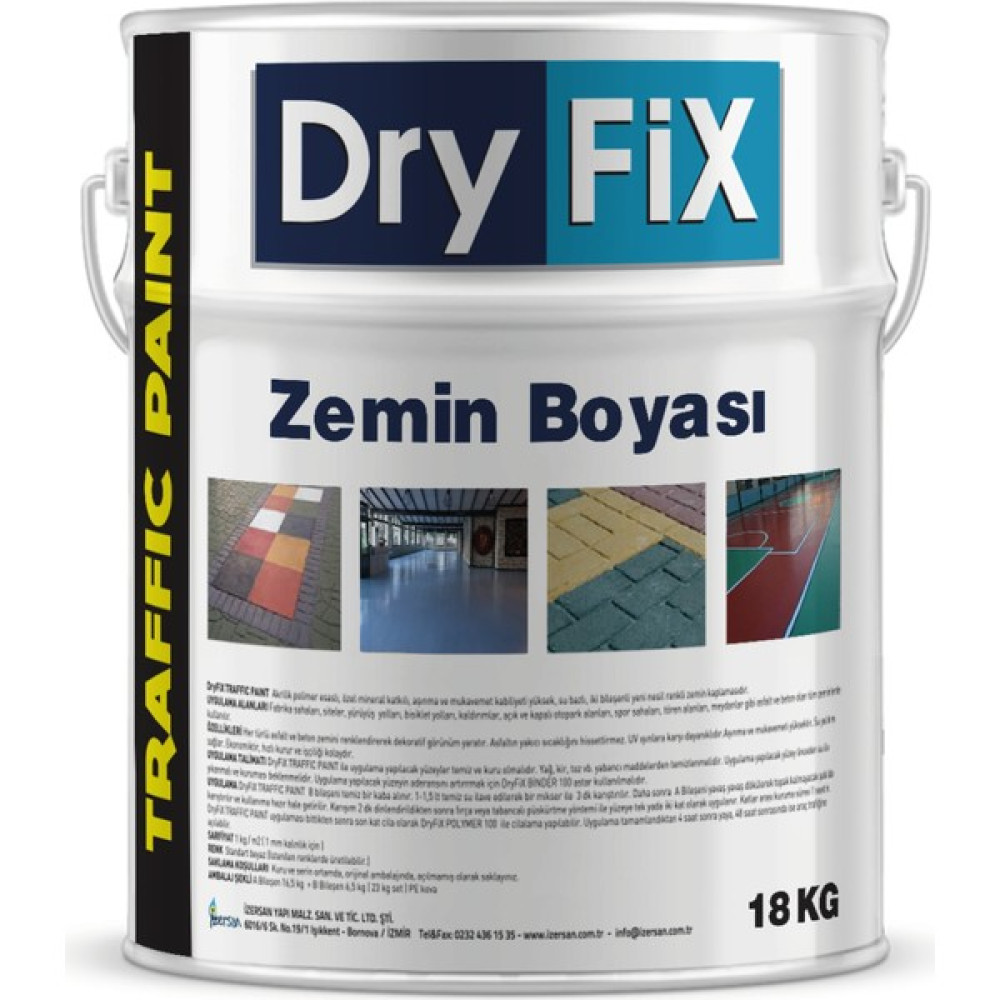 Dryfix Zemin Boyası Traffic Paint 18 kg - 5 Kg - 01-Siyah Boya Malzemeleri Fiyatı