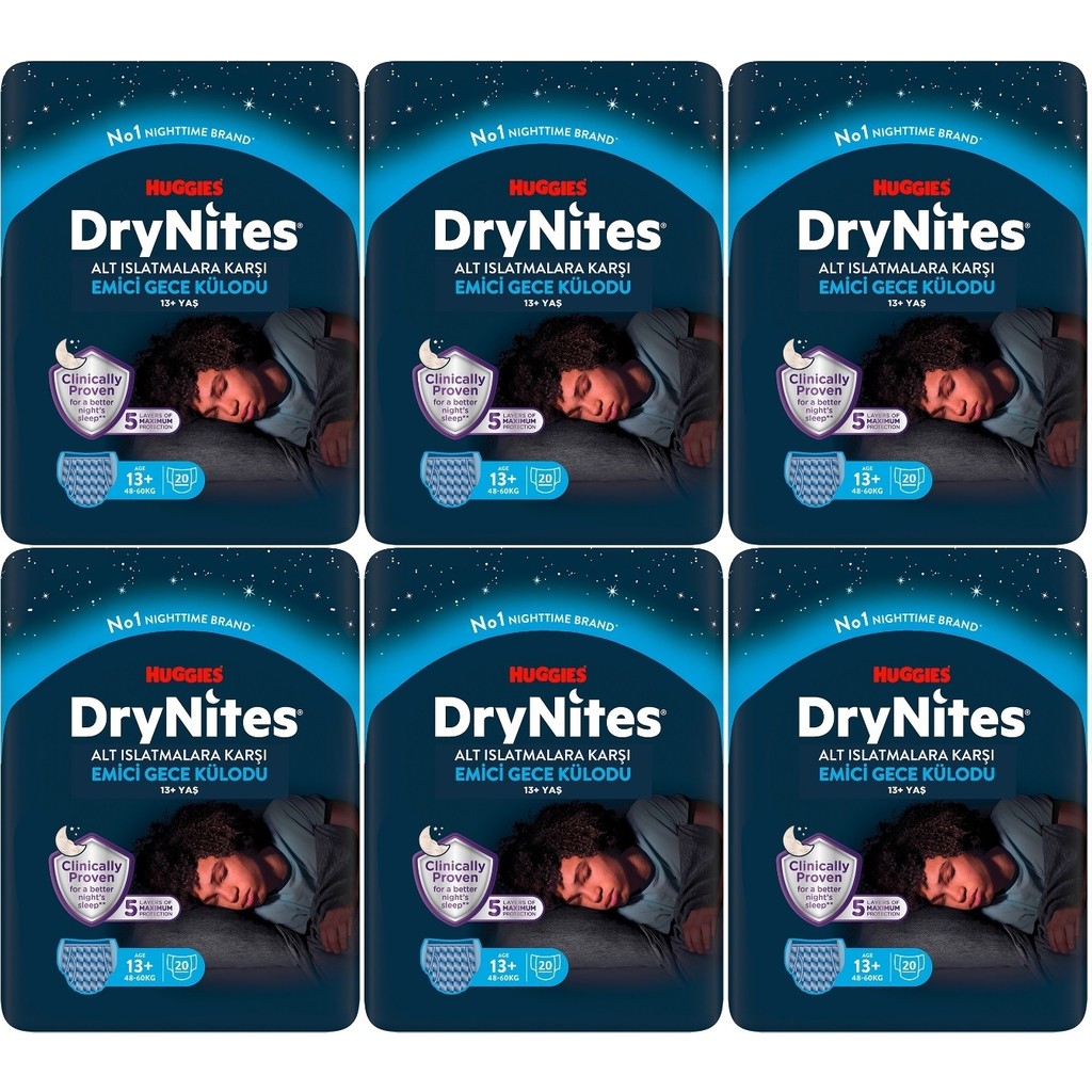 Drynites Emici Gece Külodu/külot Bez Erkek 13+ Yaş (48-60KG) x Large 120 Adet Mega Pk (6pk*20) - XL Bebek Bezi-Alt Açma Fiyatı
