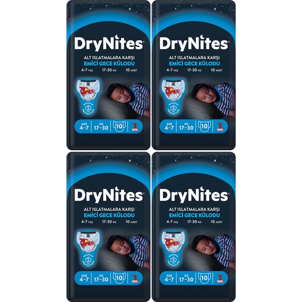 Drynites Emici Gece Külodu/külot Bez Erkek 4-7 Yaş 17-30KG Small 40ADET 4pk*10 Alt Islatmalara Karşı - 4 - 7 Yaş Bebek Bezi-Alt Açma Fiyatı