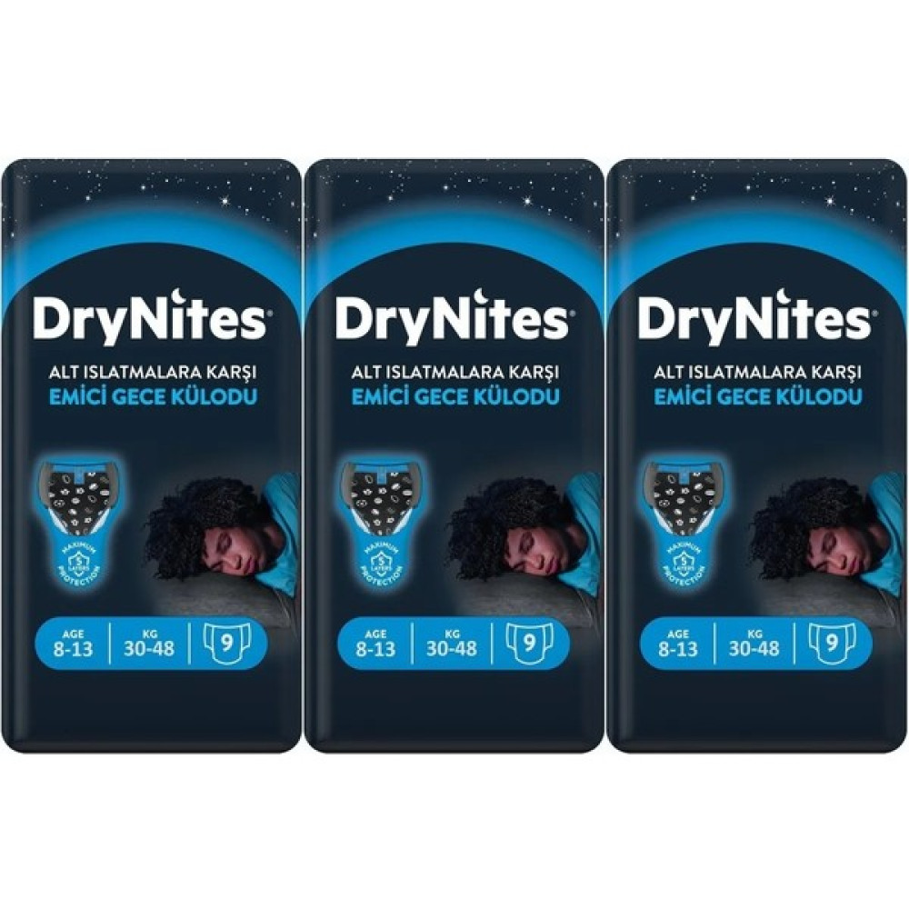DryNites Erkek Emici Gece Külodu 8-13 Yaş 30-48 kg 9lu x 3 Adet - 8 - 10 Yaş Hasta Bezleri ve Temizliği Fiyatı