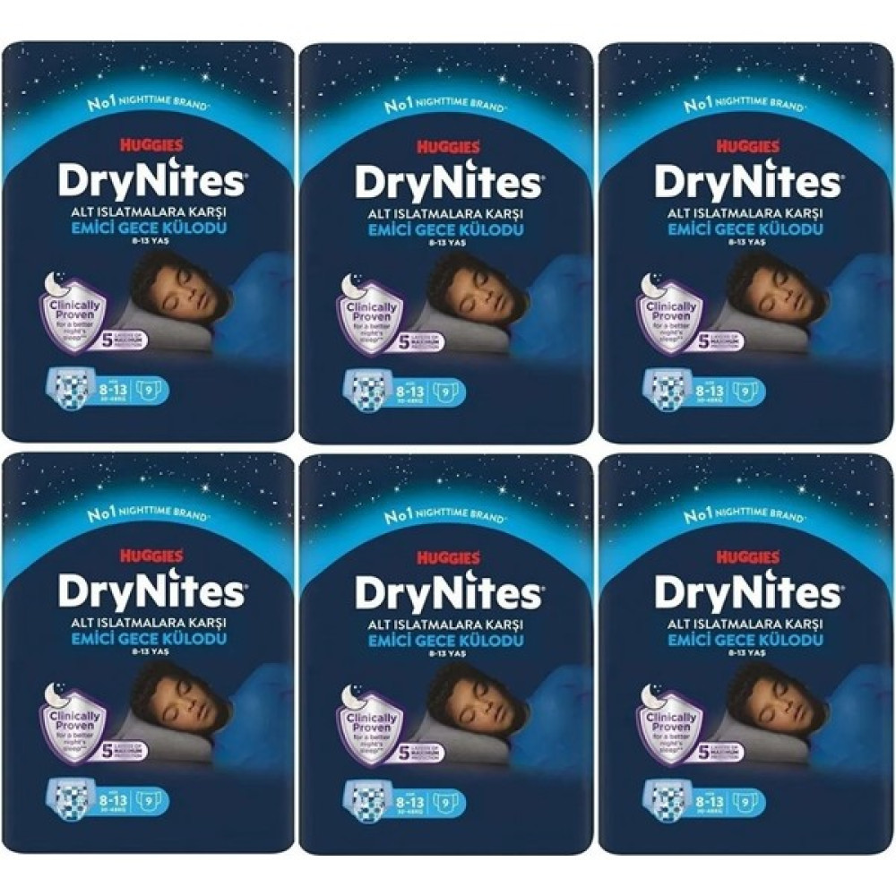 DryNites Erkek Emici Gece Külodu 8-13 Yaş 30-48 kg 9lu x 6 Adet - 8 - 10 Yaş Hasta Bezleri ve Temizliği Fiyatı