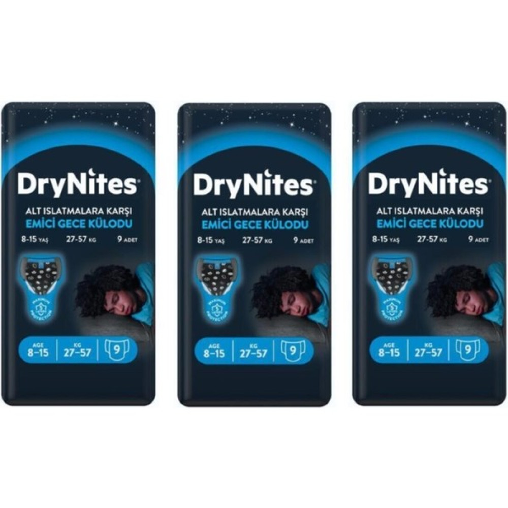 DryNites Erkek Emici Gece Külodu 8-15 Yaş 3 x 9'lu - L Bebek Bezi Fiyatı