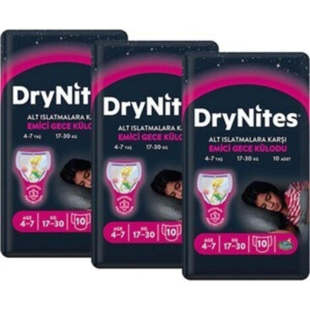 Drynites Kız Gece Emici Külodu 4-7 Yaş 3paket * 30 Adet - 7 - 8 Yaş Hasta Bezleri ve Temizliği Fiyatı
