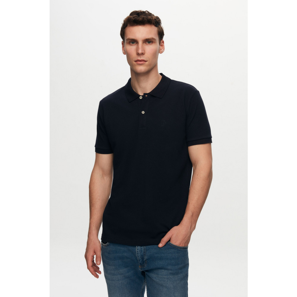 DS Damat Regular Fit Lacivert Pike Dokulu %100 Pamuk Polo Yaka Nakışlı T-shirt L Beden Erkek T-shirt Fiyatı