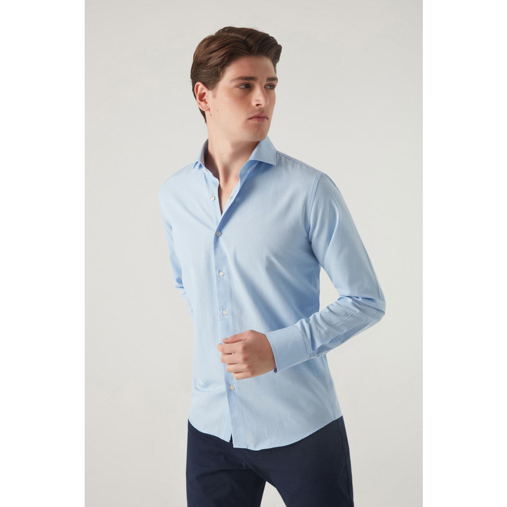 DS Damat Slim Fit Açık Mavi Italyan Yaka Gömlek S Beden Kadın Gömlek Fiyatı
