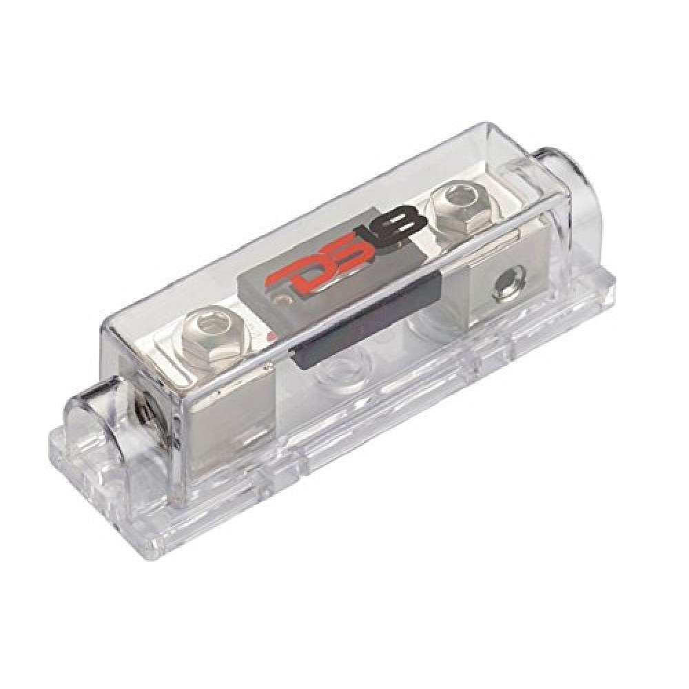 DS18 FHSANL200A Square ANL Fuse Holder with 200A Fuse, Connects to 1/0-4 GA Power Wire, Nickel Plated Contacts, Heat Resistant Base and Cover