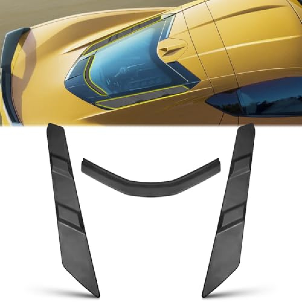 DSISIMO Rear Dry Bay Vent Blocks Cover & Rear Window Spoiler, Car Hatch Hood Wash Cover Compatible with for Chevy Corvette C8 Z51 Coupe Z06/E-Ray 2020-2024 Engine Bay Air Vent Protection Inserts