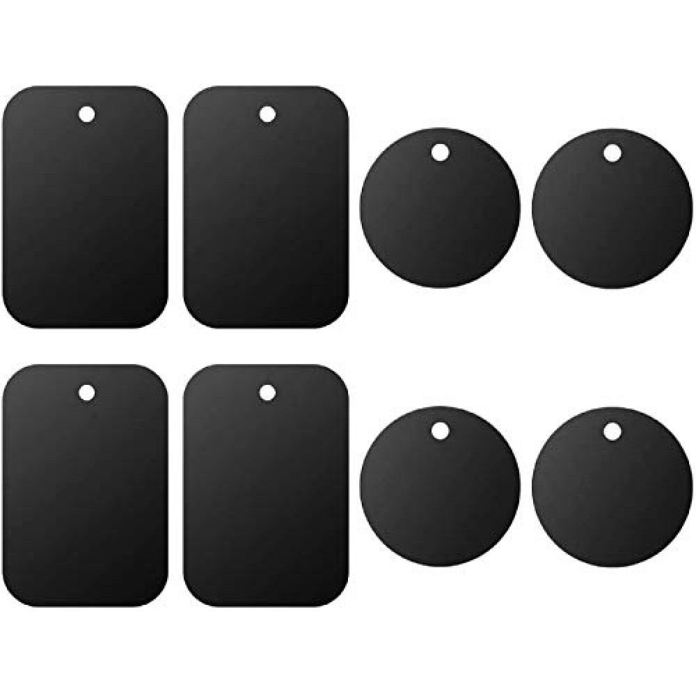 DSTELIN Universal Metal Plate 8 Pack for Magnetic Phone Car Mount Holder Cradle with Adhesive (Compatible with Magnetic Mounts) - 4 Rectangle and 4 Round, Black