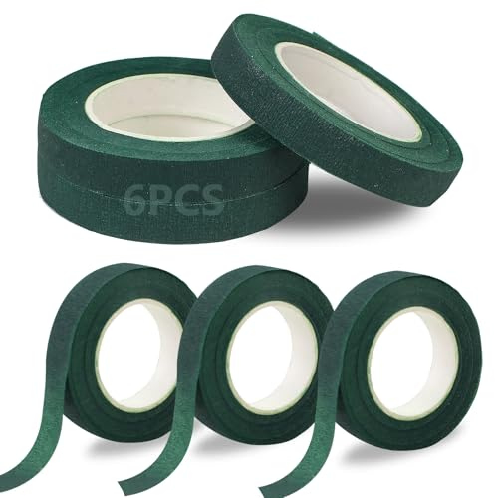 DSUWAZU 6 Roll Floral Tape 1/2inch Flower Tape Dark Green, Floral Tapes for Bouquet Stem Wrapping and Floral Crafts, Wedding Bouquet